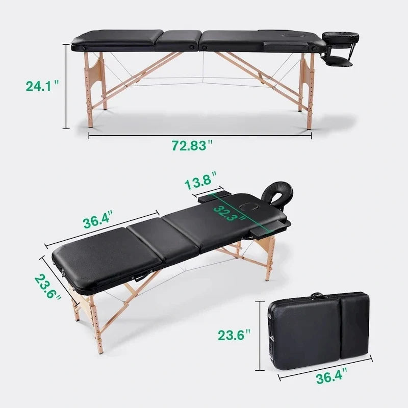 Table de massage portable de 84 pouces de long avec housse de transport