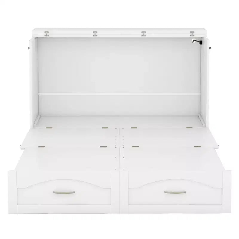 Lit escamotable Whisen avec structure de poulie, se plie dans une armoire avec tiroir et ports USB
