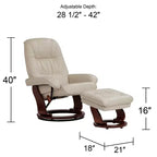 Fauteuil Inclinable BenchMaster Kyle en Faux Cuir Taupe Fauteuil Moderne avec Repose-pieds Ottomane Inclinable Manuellement Ergonomique et Pivotant pour Chambre Salon Lecture