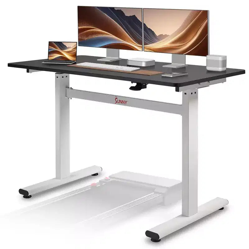 Bureau debout Sunny Health & Fitness Air-Drive avec levage pneumatique sans fil - Blanc