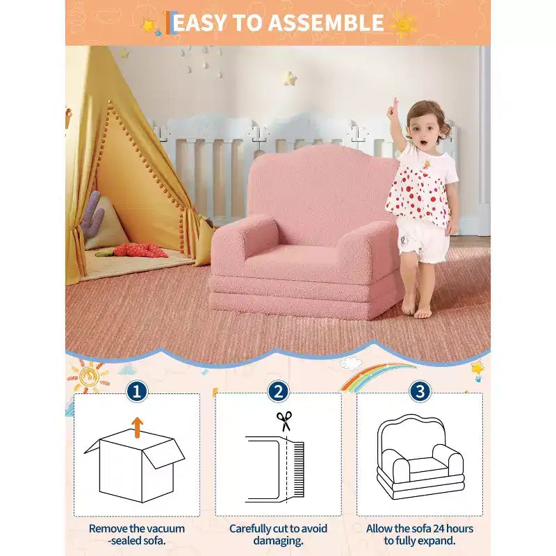 Canapé et fauteuil pour enfants 2-en-1 – Sofa en mousse pliable pour tout-petits
