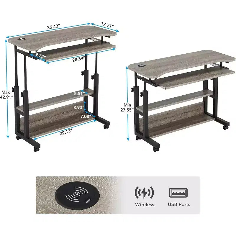 Bureau portable réglable en hauteur avec support clavier