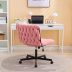 Chaise de bureau à roulettes, Chaise croisée en tissu gris, Chaise de bureau pivotante à roulettes, Chaise d'ordinateur à siège large, Chaise de vanité réglable en hauteur
