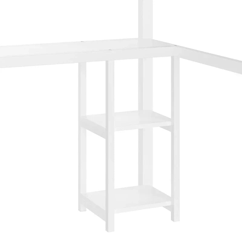 Lit mezzanine queen - Armoire et bureau intégrés, Cadre métallique avec étagères