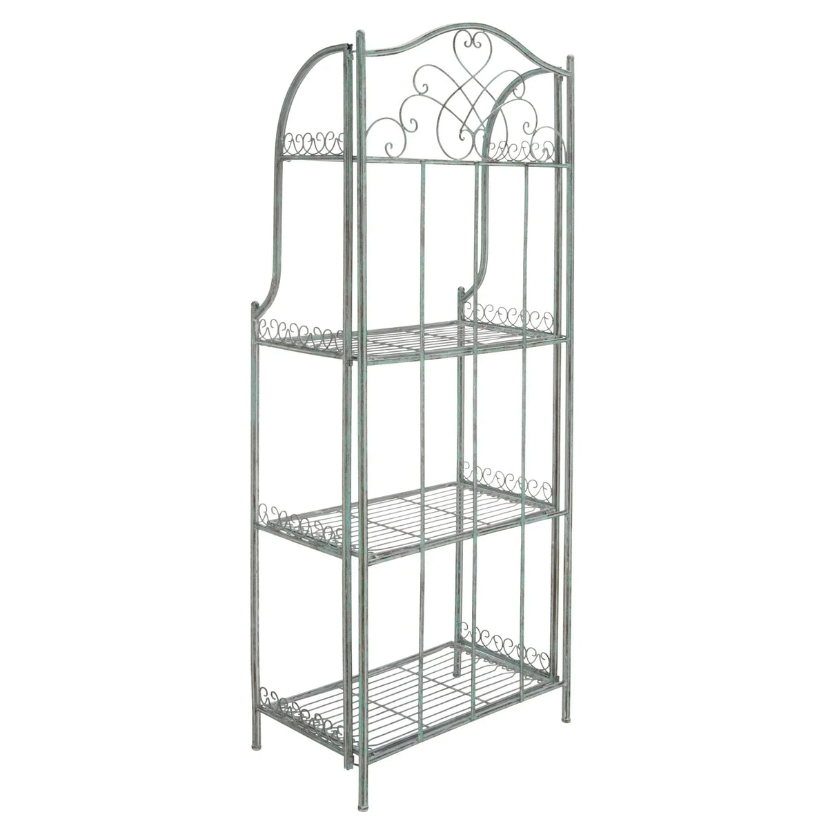SAFAVIEH Bryn Étagère de boulanger d'extérieur victorienne en fer forgé à 4 niveaux - 63,5 cm l x 38,1 cm P x 160 cm H - 25L x 15P x 63H