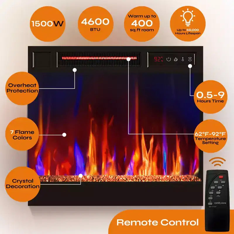 Meuble TV Pinmoco de 55 pouces avec cheminée électrique, centre de divertissement de jeu avec lumières LED et étagères, convient aux téléviseurs jusqu'à 65 pouces
