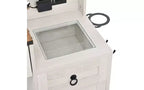 Coiffeuse de ferme avec miroir coulissant à LED, 4 tiroirs et 2 armoires, station de charge, plateau en verre et armoire latérale pour chambre à coucher