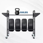 Support à pneus, capacité de 227 kg, support de rangement de pneus roulant réglable avec 2 étagères et 4 roulettes pivotantes pour garage, pneus de VUS et de camions, noir