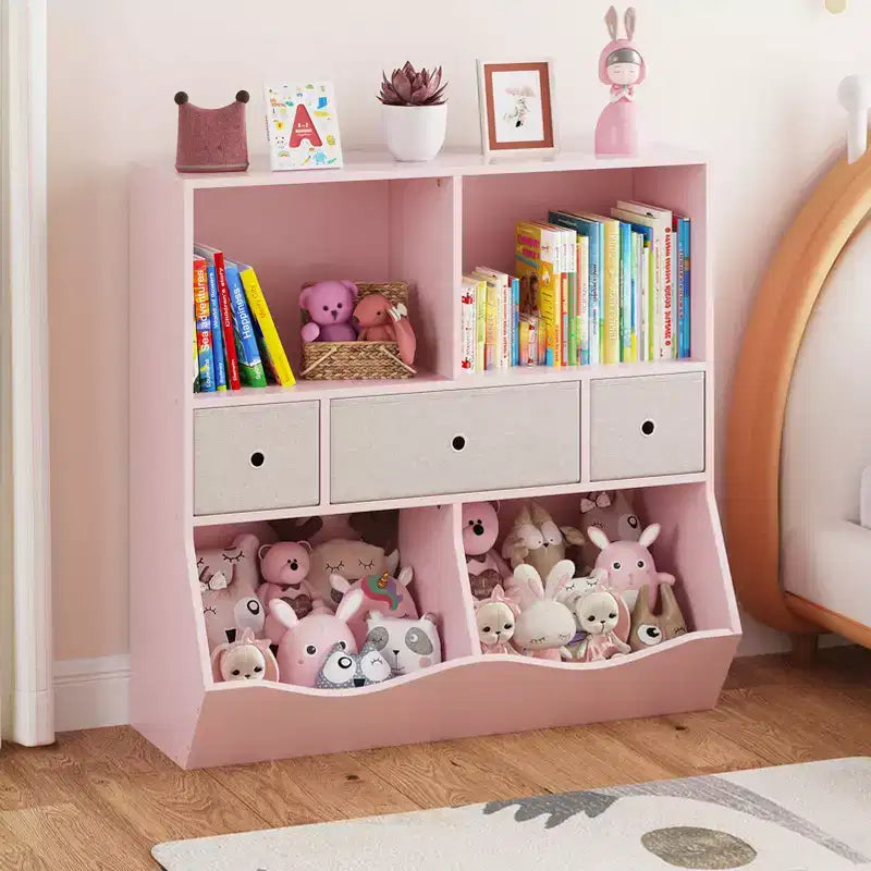 Étagère pour enfants, coffre à jouets de rangement à 3 niveaux, coffre de rangement multifonctionnel pour chambre d'enfant, chambre à coucher, école