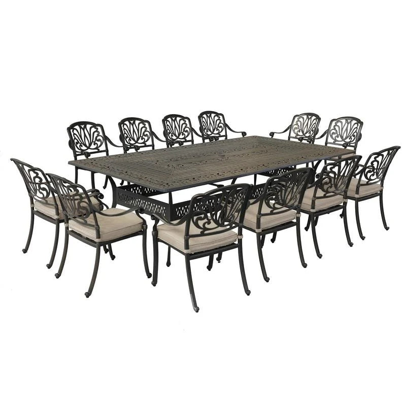 Ensemble de salle à manger Manasquan 13 pièces en aluminium couleur canon de fusil par Havenside Home
