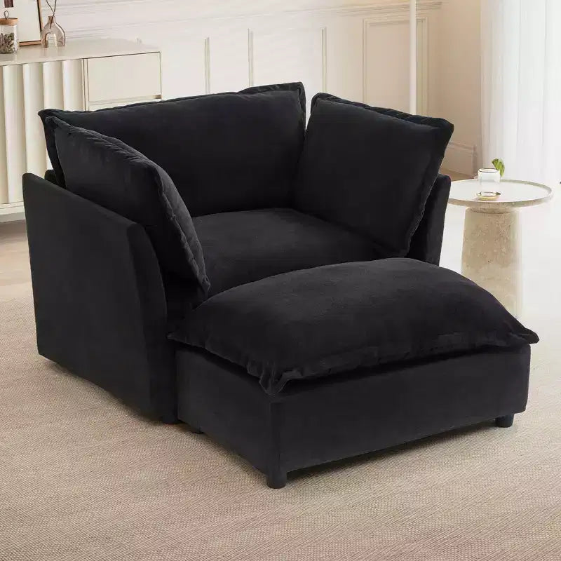 MAYEERTY Canapé Fauteuil Moderne 47 Canapé Rembourré avec Ottomane Mobile Siège Large Coussins Moelleux pour Salon Noir