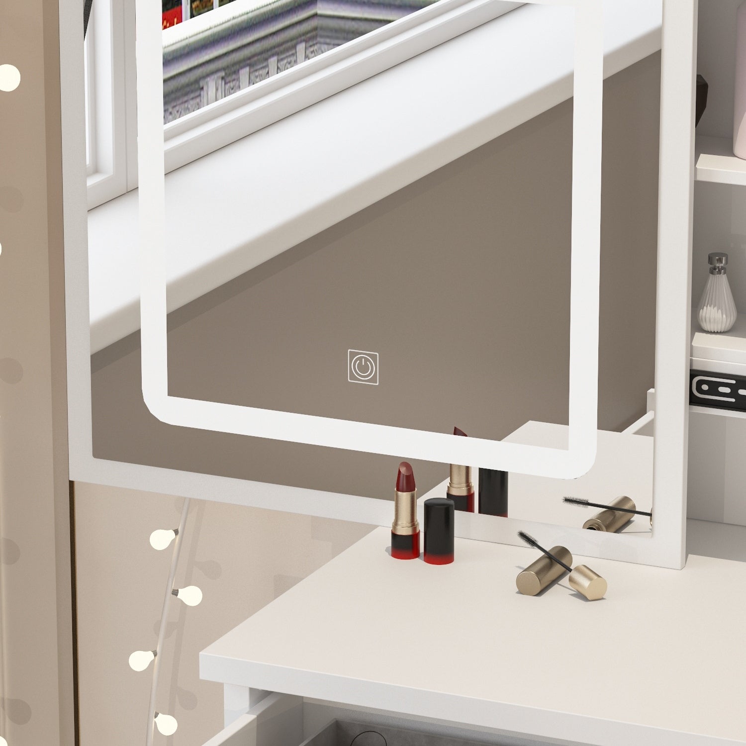 Coiffeuse de 99 cm de large avec tabouret et miroir