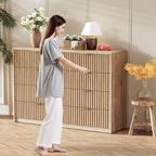 COZONY Commode cannelée à 8/9 tiroirs - Grand meuble de rangement en bois avec poignées métalliques et dispositif anti-basculement pour chambre à coucher, salon, couloir