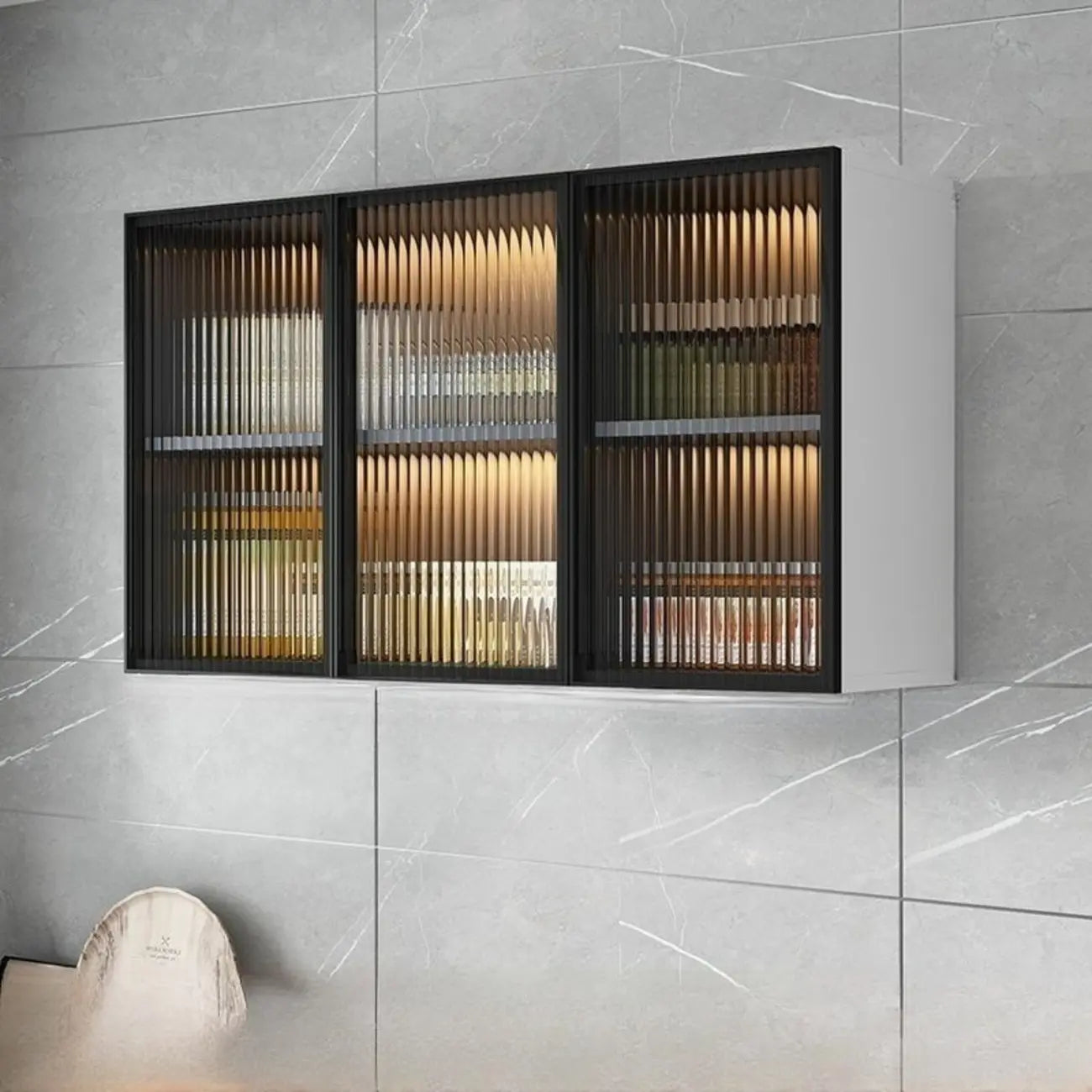 Armoire de cuisine murale grise en bois pour rangement