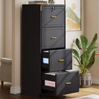 Classeur à 4 tiroirs Lantine avec serrure et clé, grand meuble de rangement vertical en bois pour dossiers légaux/lettres/A4, rangement pour bureau à domicile, noir