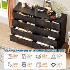 COZONY Commode cannelée à 8/9 tiroirs - Grand meuble de rangement en bois avec poignées métalliques et dispositif anti-basculement pour chambre à coucher, salon, couloir