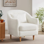 28,34 W Lot de 2 fauteuils d'appoint, fauteuil barillet en velours avec pieds en bois massif