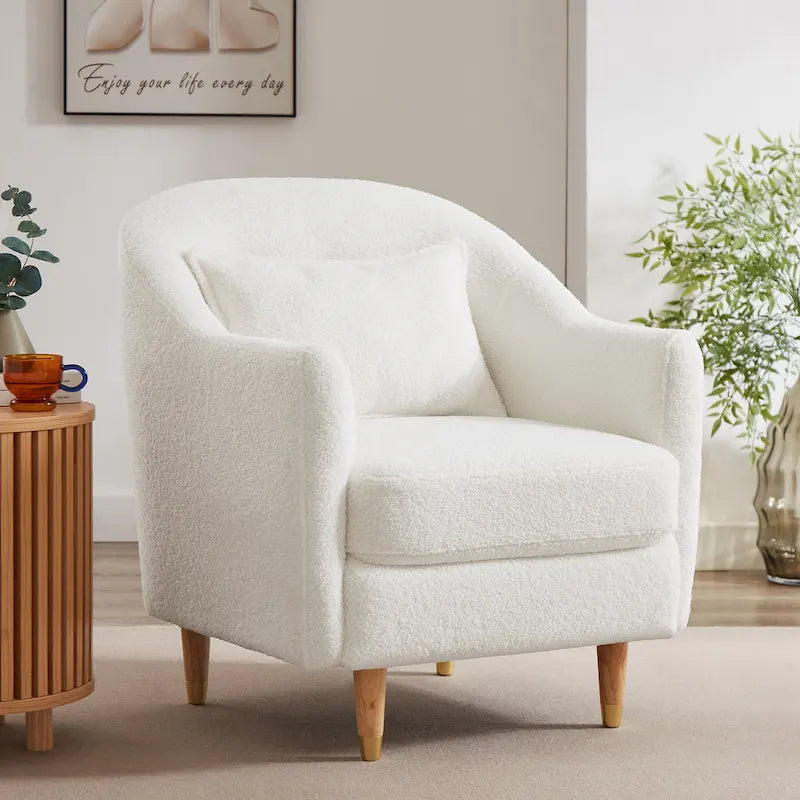 28,34 W Lot de 2 fauteuils d'appoint, fauteuil barillet en velours avec pieds en bois massif