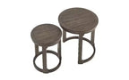 TUYOHW Ensemble de 2 tables basses rondes à hauteur décalée, table centrale en bois massif et MDF, table d'appoint artistique incurvée pour salon et chambre