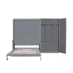 Lit escamotable Queen Size Whisen Modern Design, se pliant dans une armoire avec penderie
