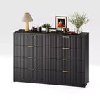 COZONY Commode cannelée à 8/9 tiroirs - Grand meuble de rangement en bois avec poignées métalliques et dispositif anti-basculement pour chambre à coucher, salon, couloir