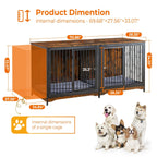 Meuble Cage pour Chien 70.86'' Grande Race Meuble TV avec Coussin & Deux Chambres (Sans Coussin)