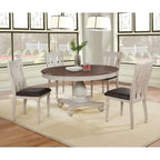 Ensemble de salle à manger Roundhill Furniture Arch en chêne vieilli : table ronde, quatre chaises