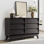 Commode à 6 tiroirs pour chambre à coucher, commode moderne de 120 cm, meuble TV en bois, armoire de rangement pour placard ou salon, noir