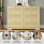 Commode 8 tiroirs CuisinSmart, armoire de rangement en rotin avec cadre en MDF, commode pour chambre à coucher, salon, entrée