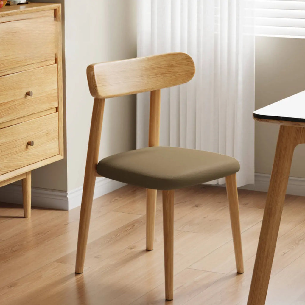 Chaise de salle à manger moderne sans accoudoirs en cuir à dossier bas