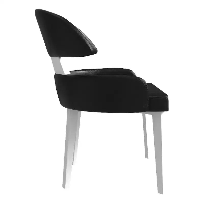 LeisureMod Ethos Chaises de Salle à Manger Modernes (Lot de 2) Sièges en Cuir avec Dossier Courbé et Pieds en Fer Noir, Places Assises pour Cuisine, Salle à Manger, Café