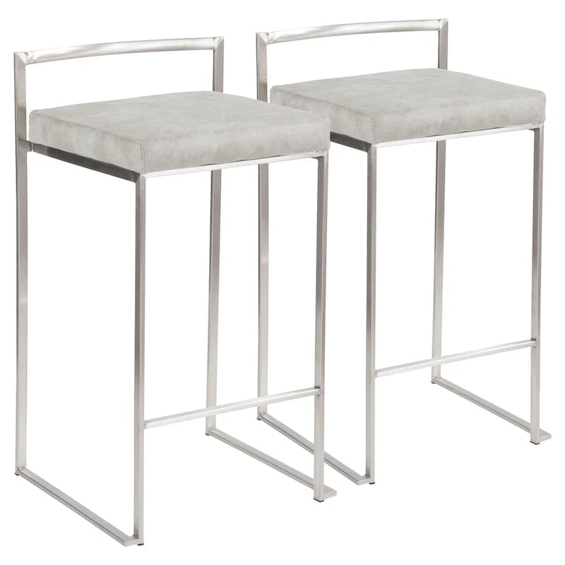 Tabouret de comptoir Silver Orchid Forrest en acier inoxydable empilable et entièrement soudé (lot de 2)
