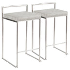 Tabouret de comptoir Silver Orchid Forrest en acier inoxydable empilable et entièrement soudé (lot de 2)