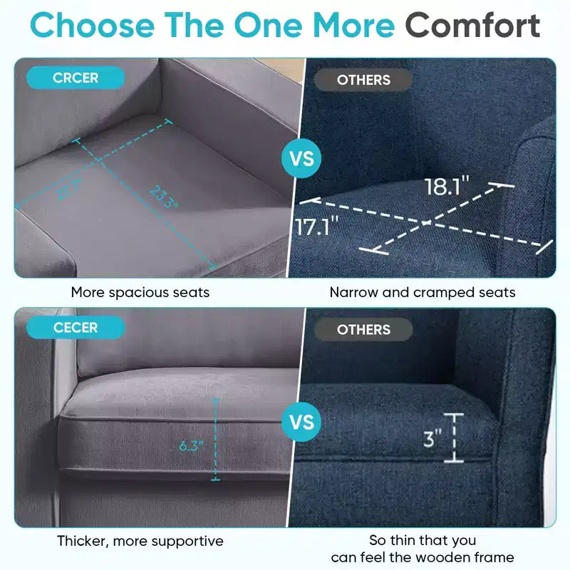 Mjkone Fauteuil pivotant moderne 360°, Fauteuil carré rembourré, Canapé simple confortable en chenille