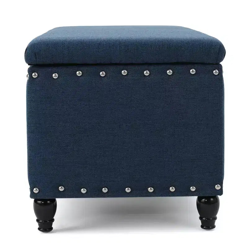TUYOHW Pouf de rangement moderne avec clous décoratifs, banc de rangement spacieux, repose-pieds ottoman pour chambre à coucher, salon