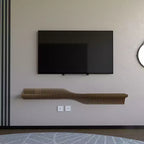 Étagère flottante Sierra BATAMEX Parametric 152 cm Meuble TV moderne géométrique en bois Décoration murale Chêne naturel Étagère de salon ondulée 3D