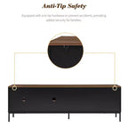 Meuble TV moderne pour téléviseurs jusqu'à 75 pouces, meuble de divertissement en bois de 180 cm avec rangement et porte coulissante, table console multimédia pour salon et chambre