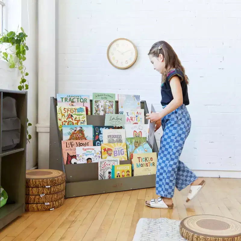 ECR4Kids Étagère à Livres et de Présentation en Bois, Simple Face, Montessori
