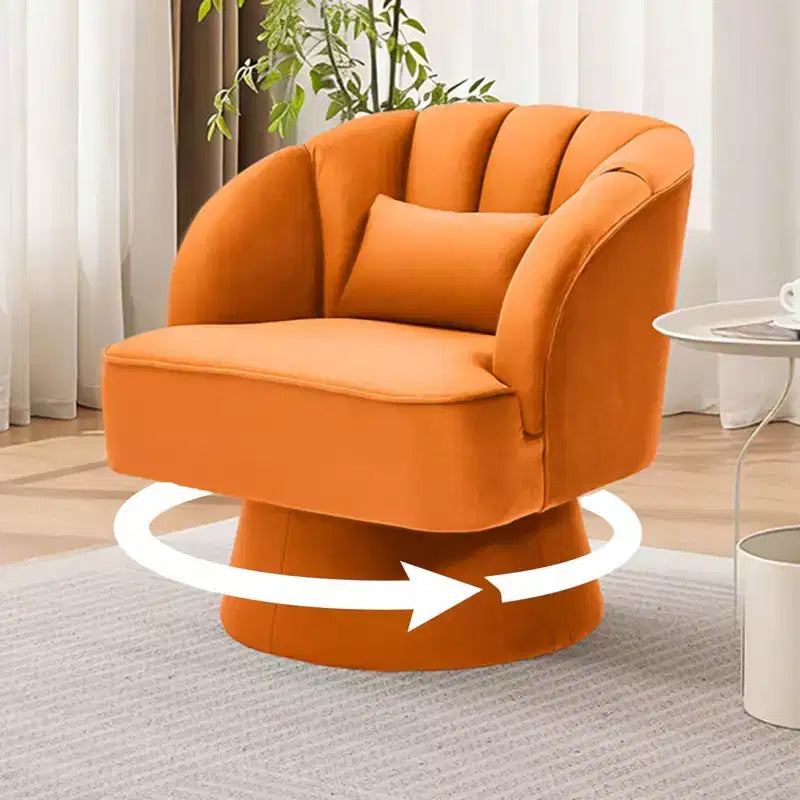 Fauteuil pivotant en velours à 360°, Fauteuil rond moelleux avec assise large et rembourrée, Doux et rembourré pour salon, chambre ou bureau