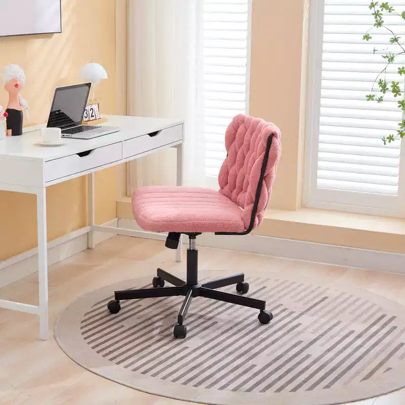 Chaise de bureau à roulettes, Chaise croisée en tissu gris, Chaise de bureau pivotante à roulettes, Chaise d'ordinateur à siège large, Chaise de vanité réglable en hauteur