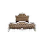Lit King Size Californie Versailles II Gris Vintage, Cuir Synthétique Gris Vintage & Finition Blanc Os - Acme Furniture