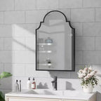 Armoire à pharmacie avec miroir, encadrement en fer forgé doré, 19,5 x 29,64 pouces, armoire murale pour salle de bain
