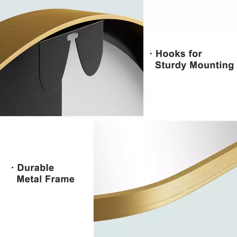 2 Pièces 39 po H X 30 po L Cadre de Miroir Mural en Alliage d'Aluminium Noir Finement Bordé à Angle Droit Arché