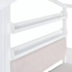 Lit cabane MAYEERTY pour enfant avec canapé, plateforme, deux tiroirs et étagère de rangement, blanc