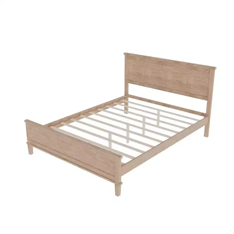 Cadre de lit plateforme pleine/grand lit/très grand lit avec tête de lit et support à lattes en bois, blanc/brun - ModernLuxe