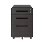 Classeur mobile à 3 tiroirs de 23", en acier laminé à froid noir, verrouillable sous le bureau (5 roulettes anti-basculement pour dossiers A4/Legal/Letter)