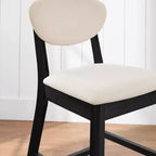 Ensemble de 2 tabourets de bar hauteur comptoir en bois et tissu d'inspiration Mid-Century Modern