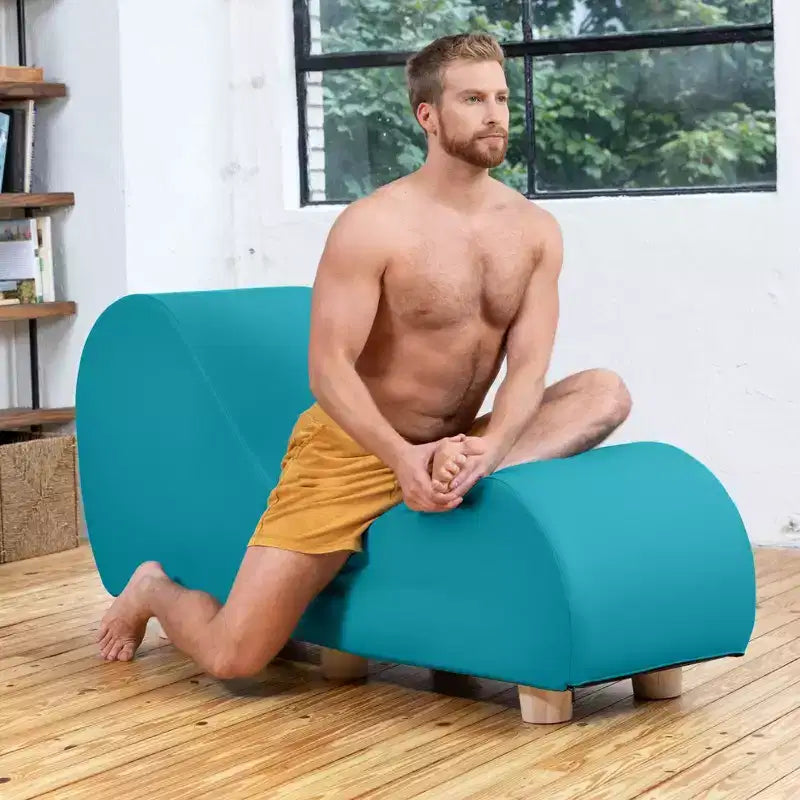 Fauteuil inclinable Avana pour l'étirement et la relaxation, pieds en bois d'hévéa, similicuir - Gris sous-marin