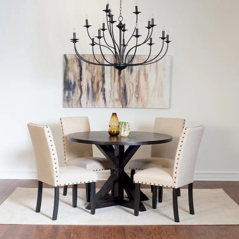 Ensemble de salle à manger 5 pièces Mytzi de Roundhill Furniture, table à manger à piètement croisé avec 4 chaises élégantes