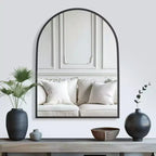 2 Pièces 39 po H X 30 po L Cadre de Miroir Mural en Alliage d'Aluminium Noir Finement Bordé à Angle Droit Arché